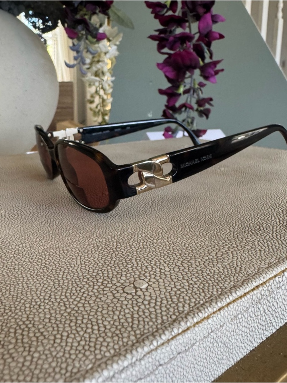 SOLD: Michael Kors Women's Brown Tortoiseshell Sunglasses with Gold Accent